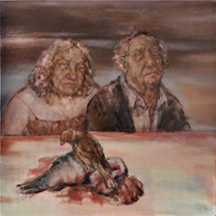 DINNER, 2018/2019 &Ouml;l auf Leinwand DIPTYCHON, 80 x 80 cm