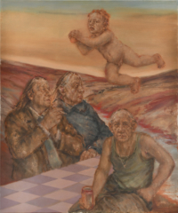 Fliegen, 2022, &Ouml;l auf Leinwand, 120 x 100 cm