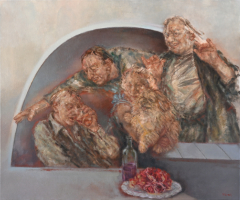 SIND SIE GL&Uuml;CKLICH-II, 2023, &Ouml;l auf Leinwand, 100 x 120 cm