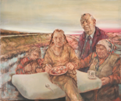 Leda isst, 2020, &Ouml;l auf Leinwand, 100 x 120 cm